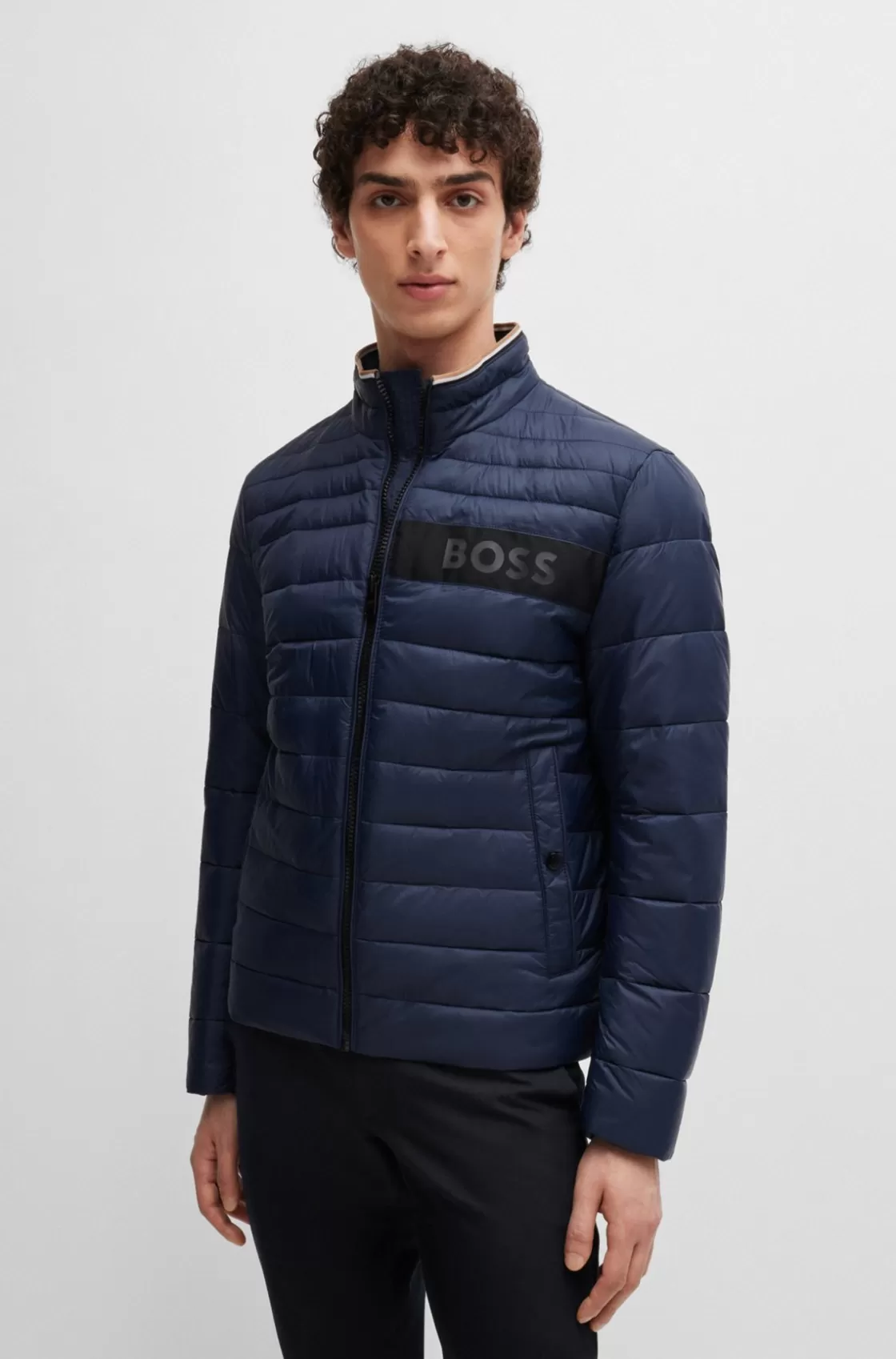 HUGO BOSS Water-repellent Jacket With 3D Logo Tape Dark Blue Hot