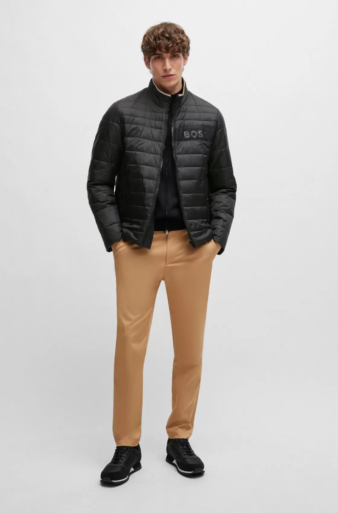 HUGO BOSS Water-repellent Jacket With 3D Logo Tape Black Cheap