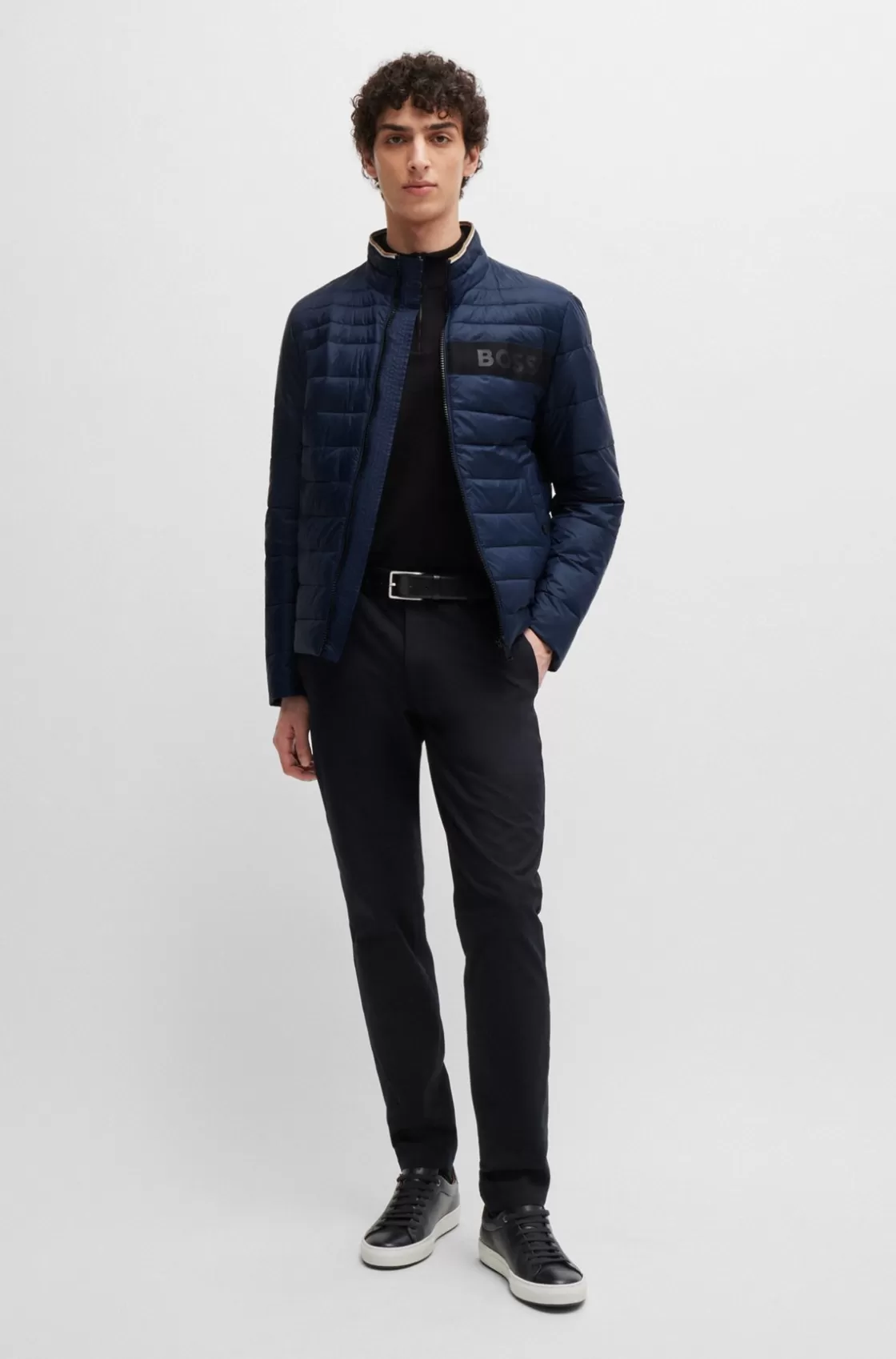 HUGO BOSS Water-repellent Jacket With 3D Logo Tape Dark Blue Hot