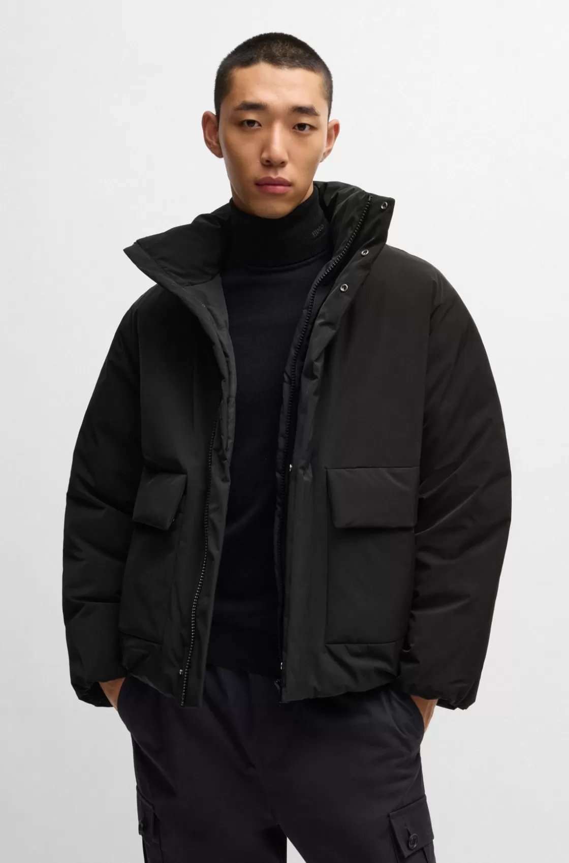 HUGO BOSS Water-repellent Jacket With Chamberless Padding Black Outlet