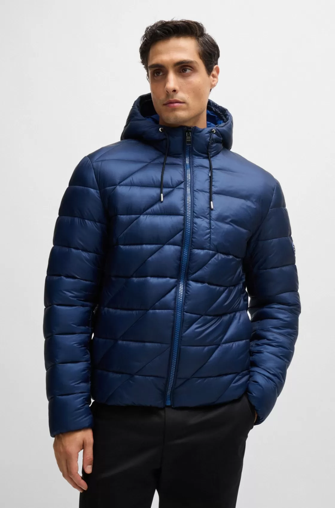 HUGO BOSS Water-repellent Jacket With Double B Monogram Light Blue Best