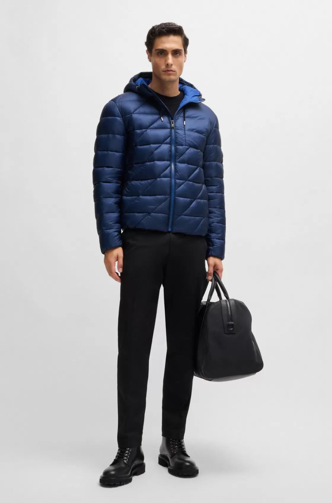 HUGO BOSS Water-repellent Jacket With Double B Monogram Light Blue Best