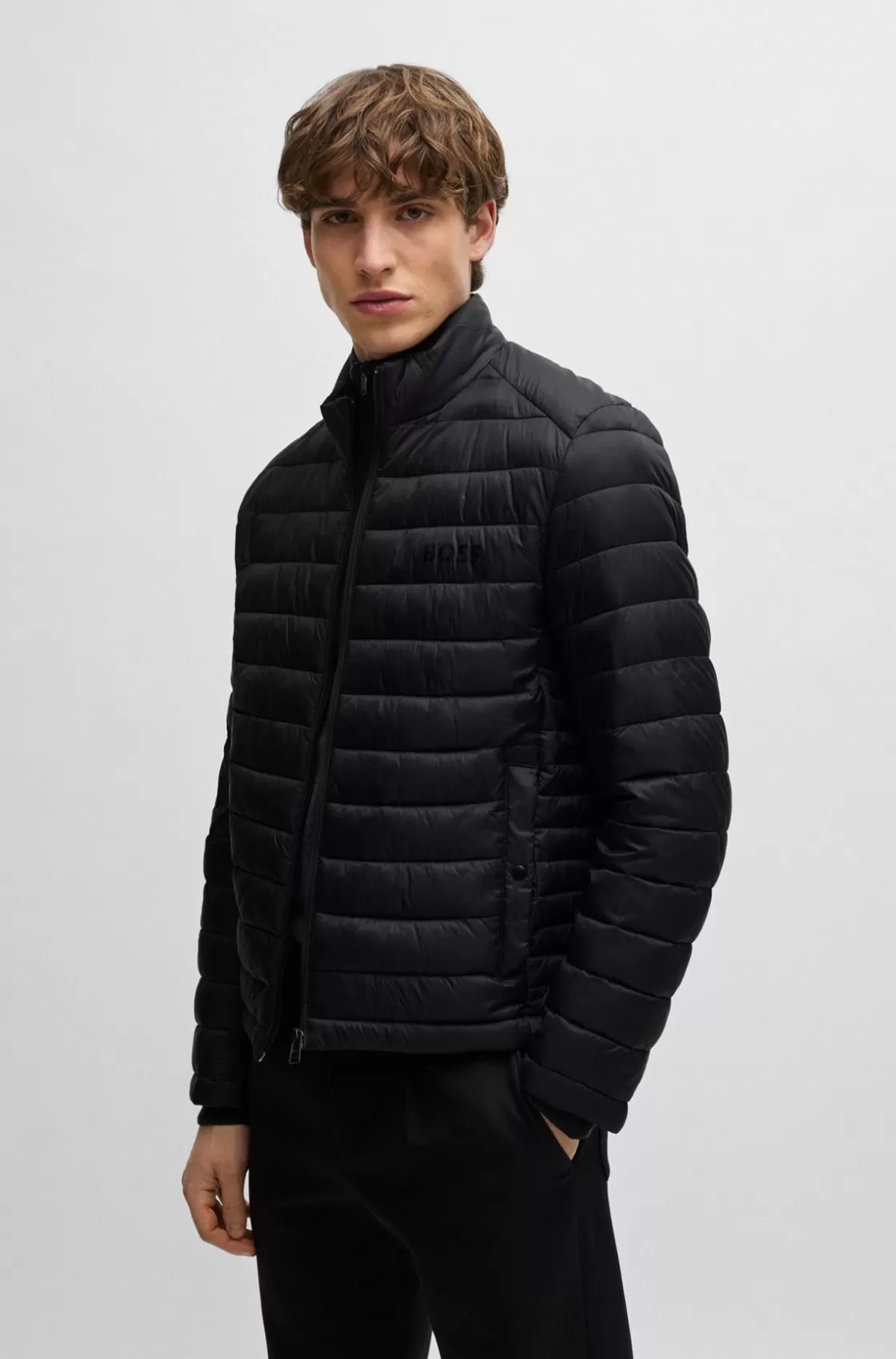 HUGO BOSS Water-repellent Padded Jacket With Tonal Logo Black Shop