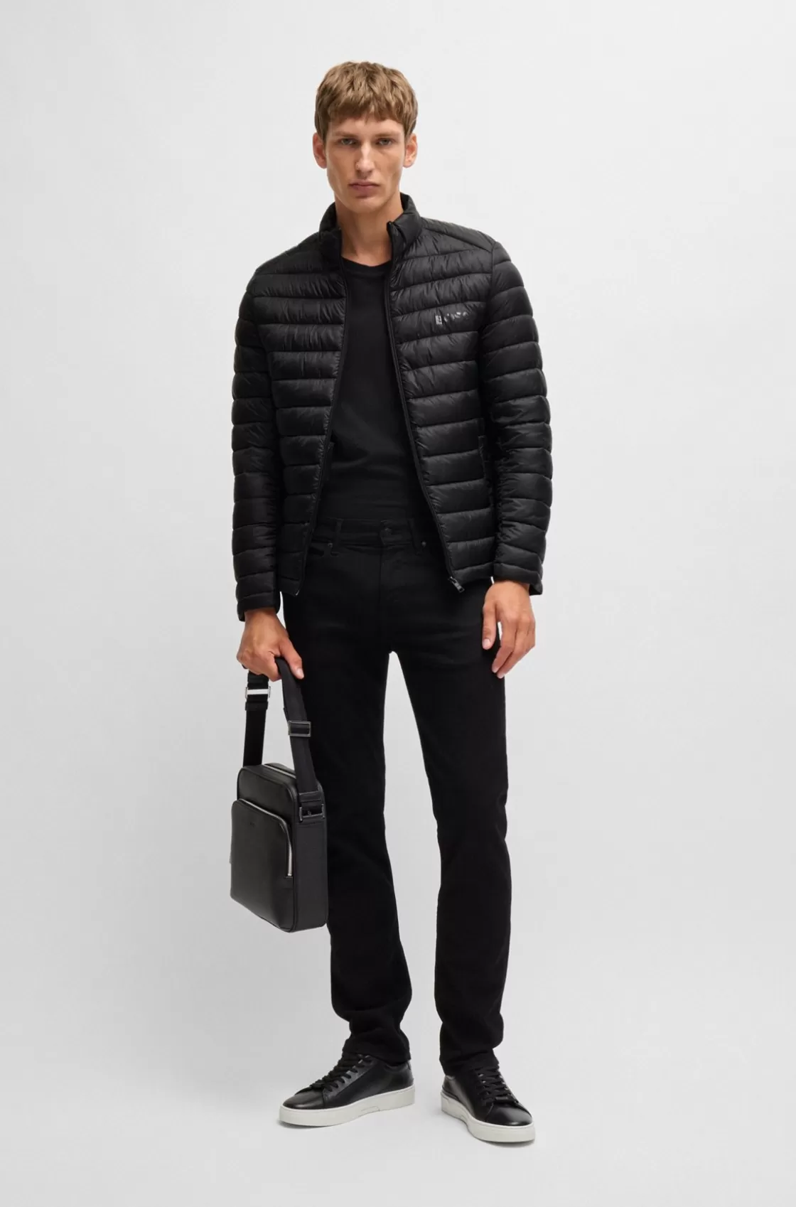 HUGO BOSS Water-repellent Padded Jacket With Tonal Logo Black Shop