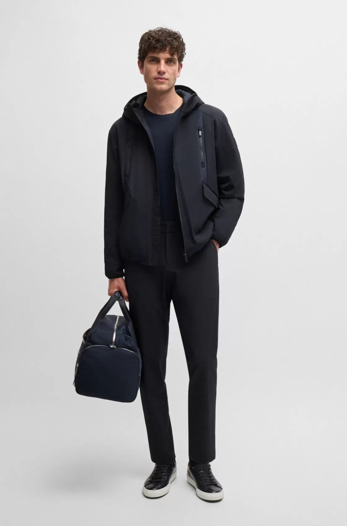 HUGO BOSS Water-repellent Regular-fit Jacket In Performance Twill Dark Blue Cheap