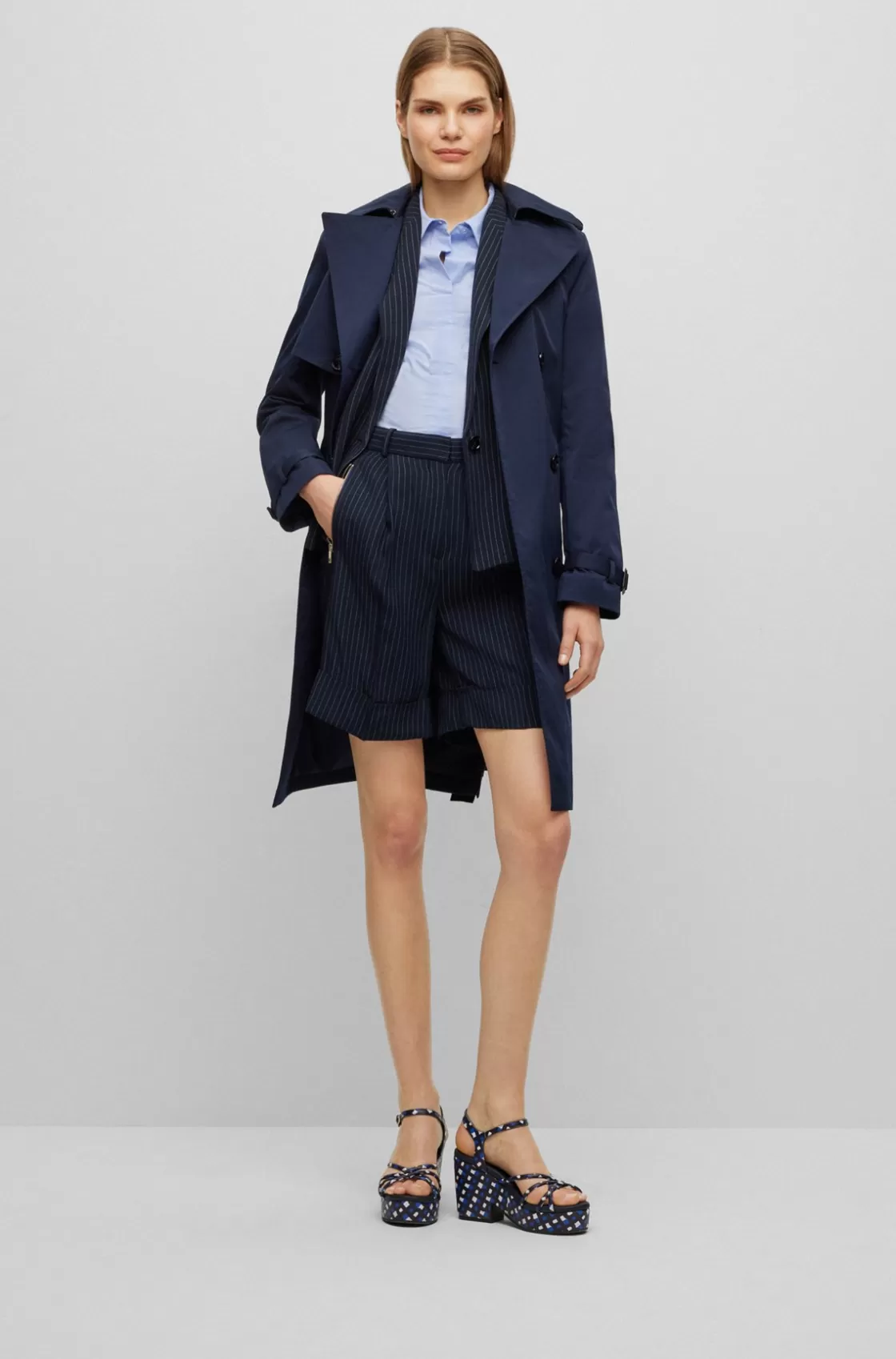 HUGO BOSS Wide-leg Regular-fit Pinstripe Shorts Patterned Fashion