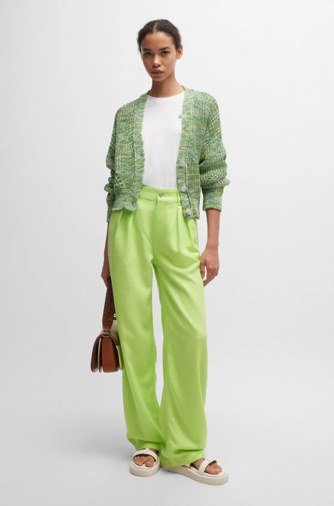 HUGO BOSS Wide-leg Trousers In Soft Twill Green Store