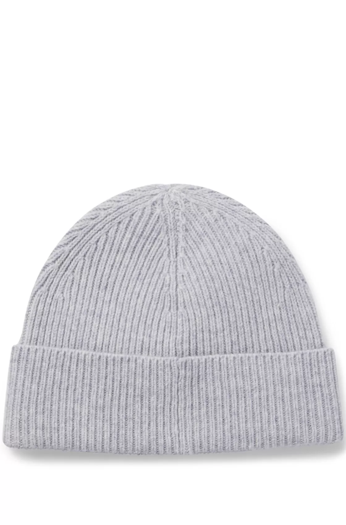 HUGO BOSS Wool Beanie Hat With Happy HUGO Badge Light Grey Cheap