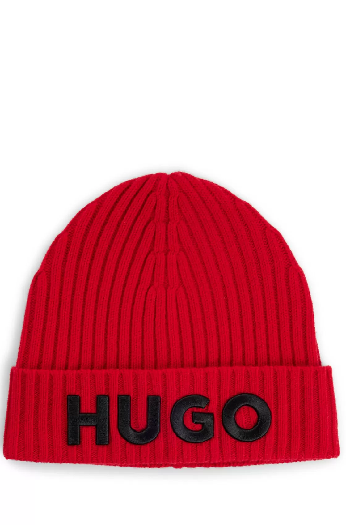 HUGO BOSS Wool Beanie Hat With Logo Detail light pink Clearance