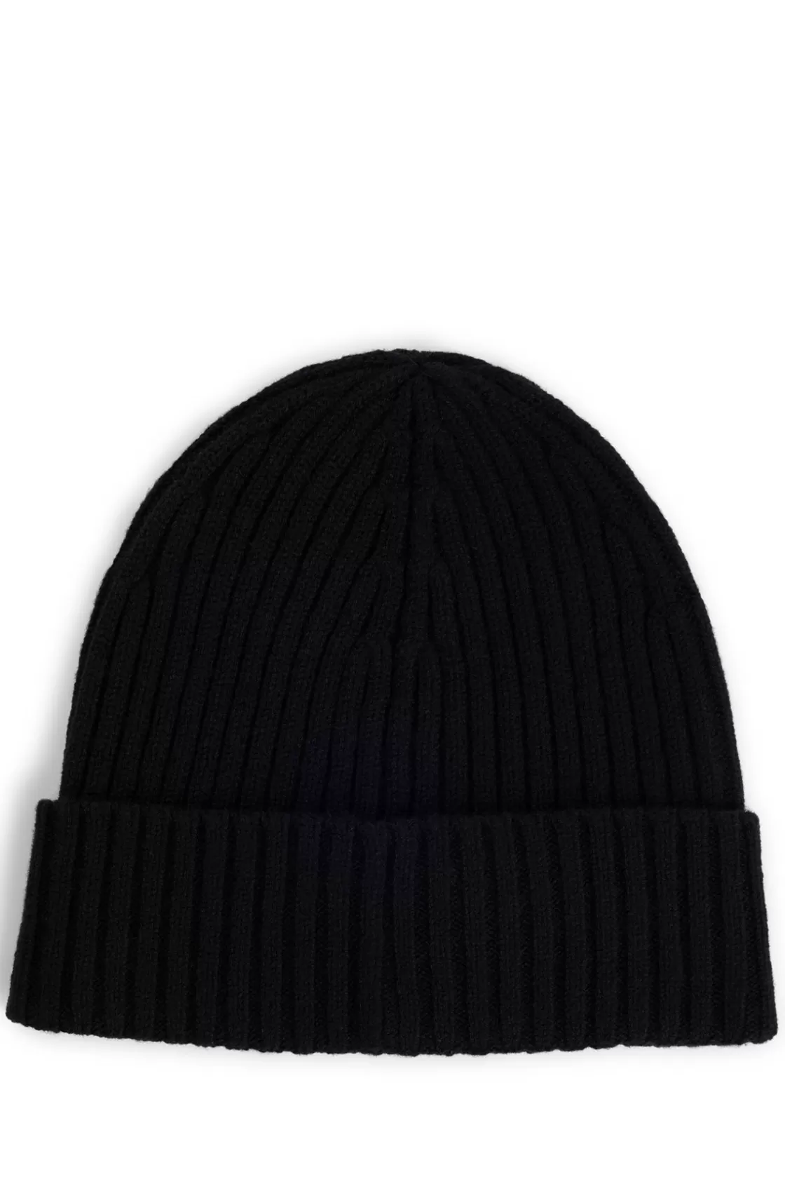 HUGO BOSS Wool Beanie Hat With Logo Detail Black Store