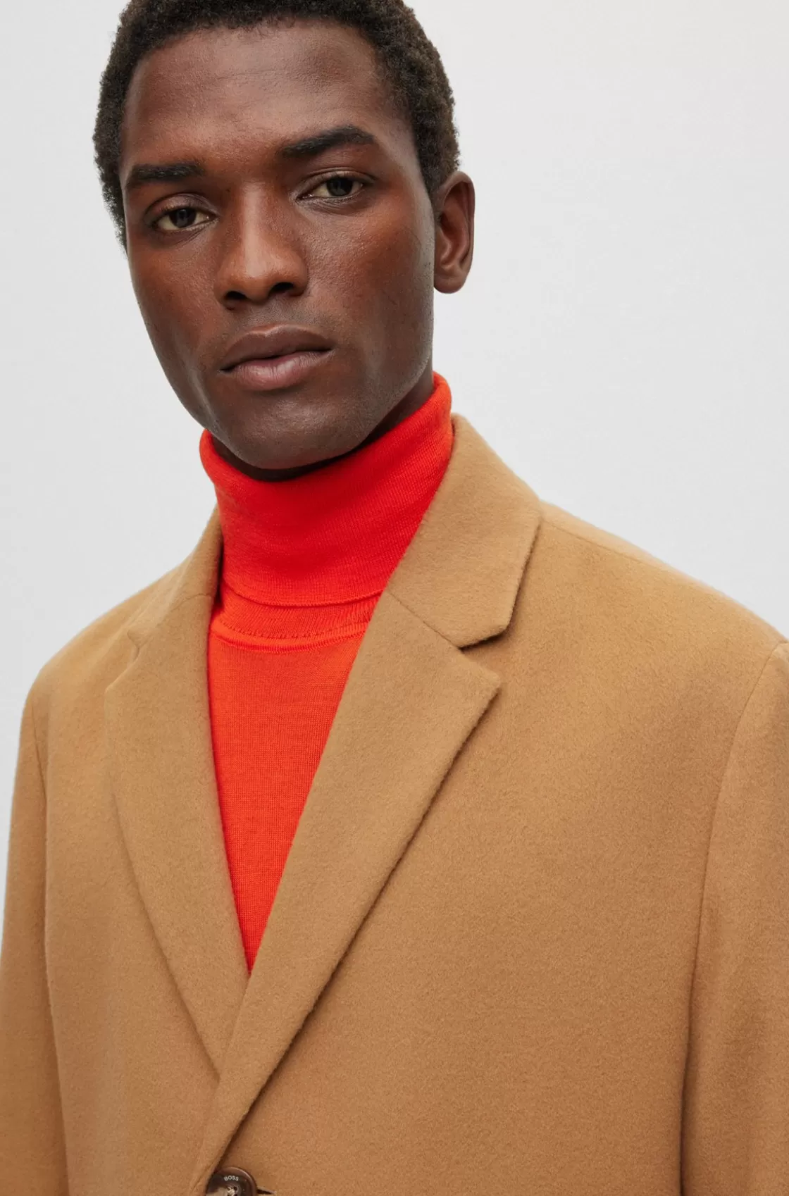 HUGO BOSS Wool-blend Coat With Full Lining Beige Sale