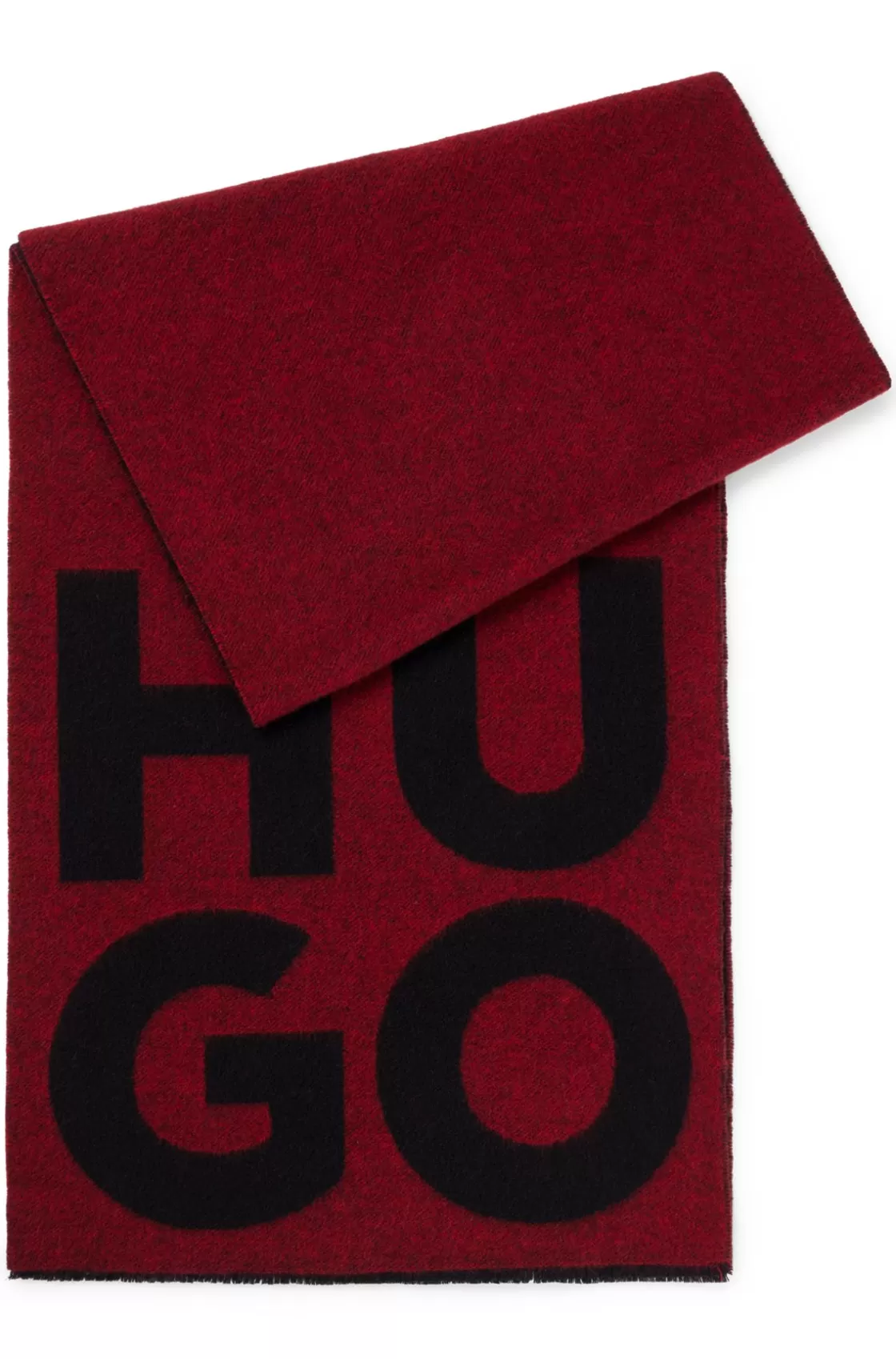 HUGO BOSS Wool-blend Scarf With Stacked Logo And Fringing light pink Sale
