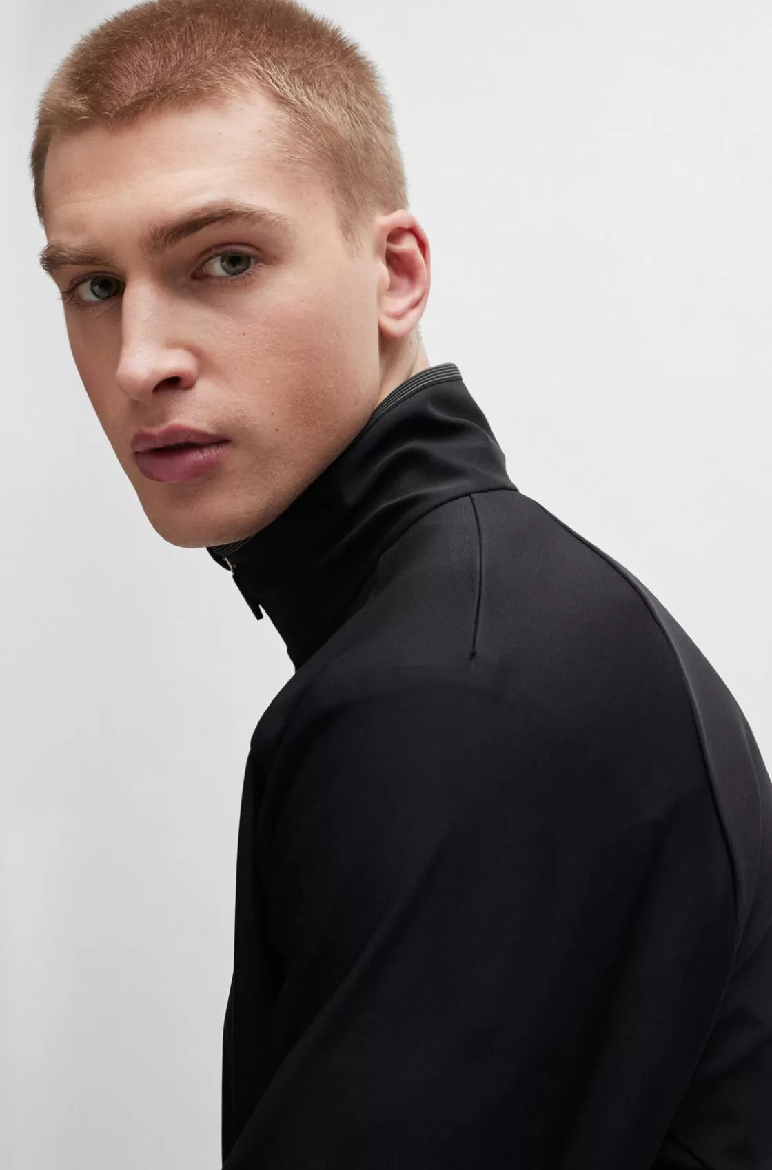 HUGO BOSS Zip-up Sweatshirt With Decorative Reflective Logo Black Online